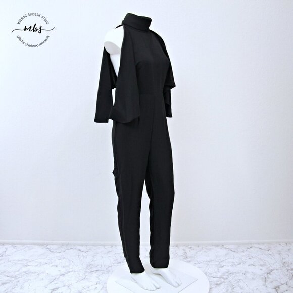 NWT Finders Keepers Real Slow Halter Neck Cold Shoulder Jumpsuit Black Women S - Picture 2 of 15
